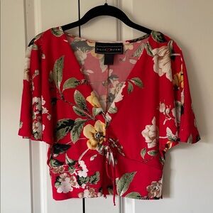 Polly & Esther Red Floral Blouse